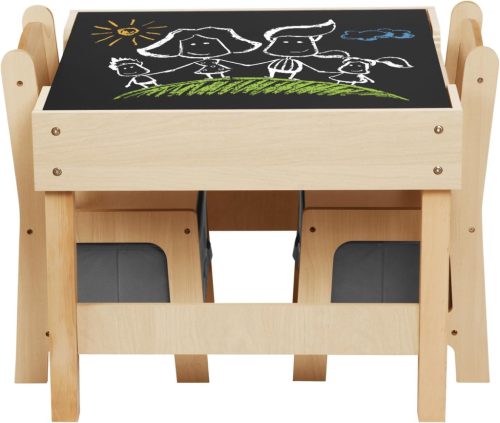 Praktikus duplafedelű, tárolós asztal 2 székkel