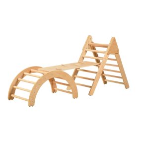 OOOK 3-Piece Climber with Pikler Triangle and Rainbow Climber in Natural Finish   OOOK 3-Piece Climber with Pikler Triangle and Rainbow Climber in Natural Finish