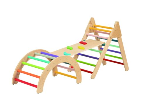 OOOK 3-Piece Climber with Pikler Triangle and Rainbow Climber